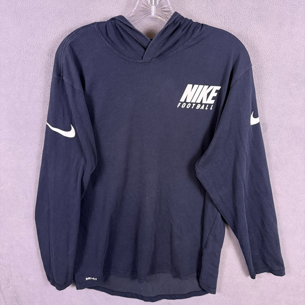 Nike Football Hoodie Mens Large Black Dri-FIT Long Sleeve Graphic Tee 880857-010